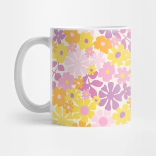 RETRO FLORAL PATTERN 70S  GROOVY PEACH PINK PURPLE YELLOW ORANGE FLOWER MARKET SCANDINAVIAN MEADOW MIDSOMMAR Mug